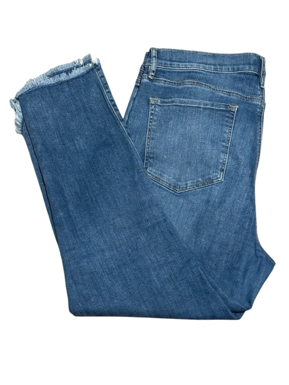 Loft Cropped Distressed Hem Skinny Jeans - Picture 4 of 5